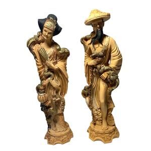 Vintage ArtMark Italy Goddess & Sorcerer 10" Mystic Spiritual Figures